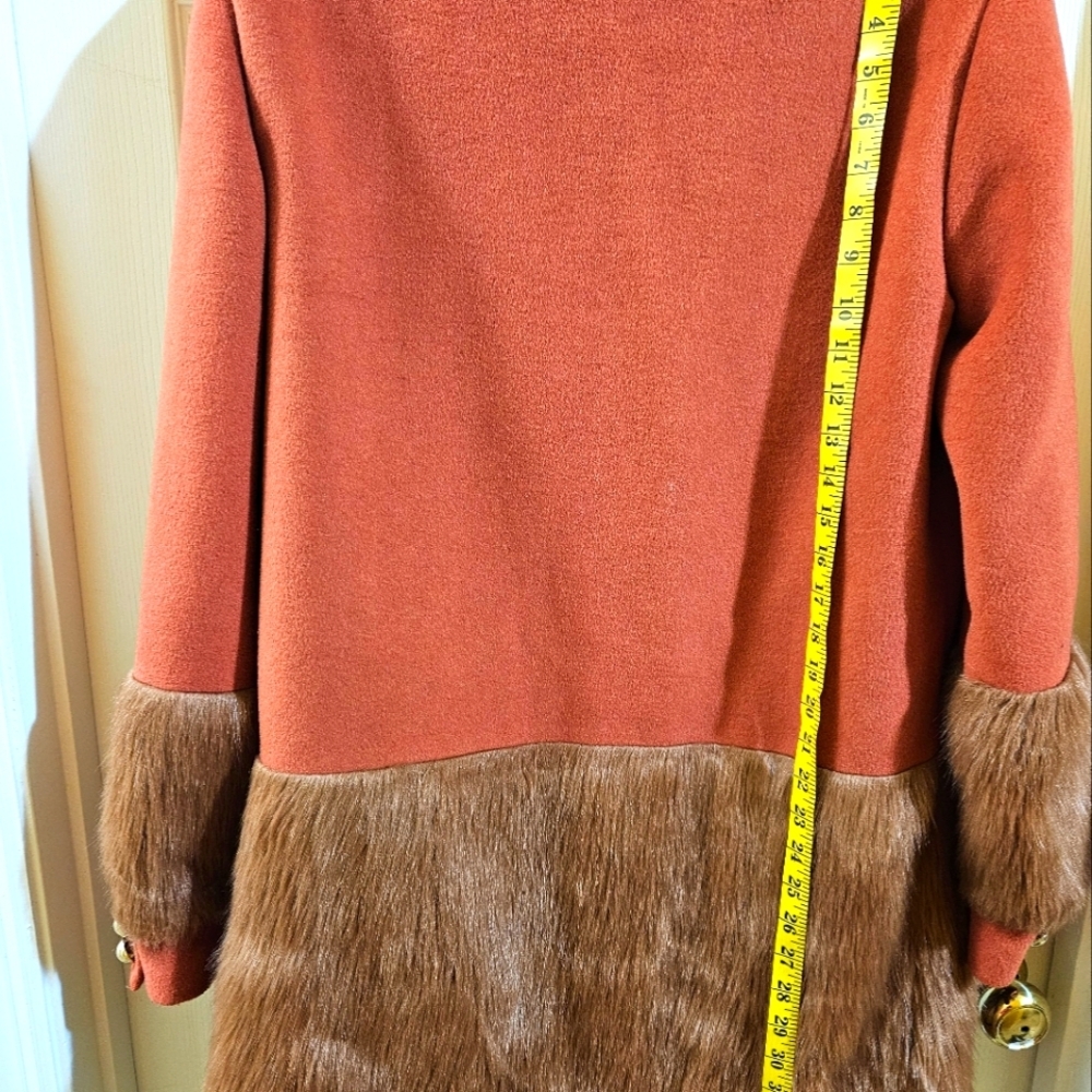 Anthropologie Keepsake Wool and Faux Fur Coat - X-Large Reddish Orange - Picture 14 of 15